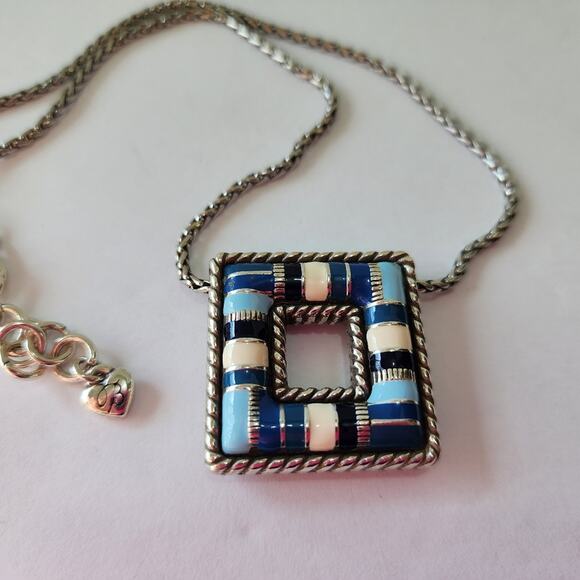 Brighton‎ Blue and White Enamel Square Pendant Necklace - Picture 5 of 7